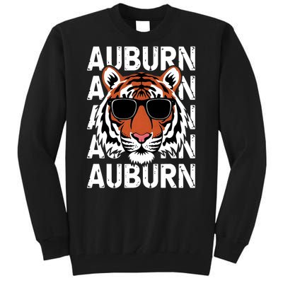 Vintage Retro Auburn Style Classic Tiger With Sunglasses Tall Sweatshirt