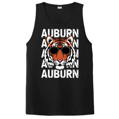 Vintage Retro Auburn Style Classic Tiger With Sunglasses PosiCharge Competitor Tank