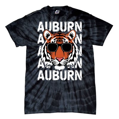 Vintage Retro Auburn Style Classic Tiger With Sunglasses Tie-Dye T-Shirt