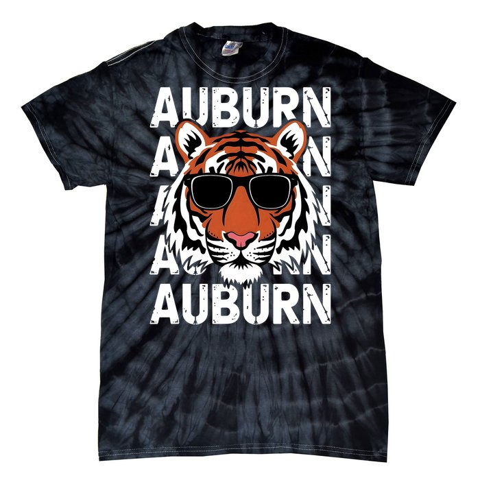 Vintage Retro Auburn Style Classic Tiger With Sunglasses Tie-Dye T-Shirt