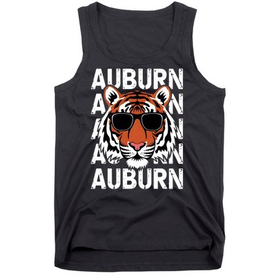 Vintage Retro Auburn Style Classic Tiger With Sunglasses Tank Top