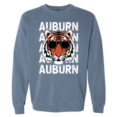 Vintage Retro Auburn Style Classic Tiger With Sunglasses Garment-Dyed Sweatshirt