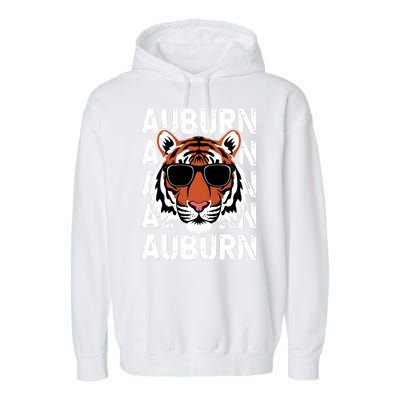 Vintage Retro Auburn Style Classic Tiger With Sunglasses Garment-Dyed Fleece Hoodie