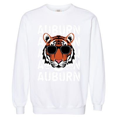 Vintage Retro Auburn Style Classic Tiger With Sunglasses Garment-Dyed Sweatshirt