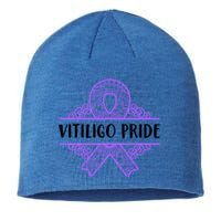 Vitiligo Raise Awareness Pride Saying Proud Purple Ribbon Gift Sustainable Beanie