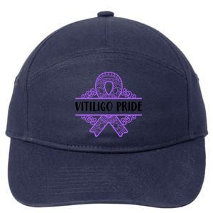 Vitiligo Raise Awareness Pride Saying Proud Purple Ribbon Gift 7-Panel Snapback Hat