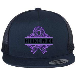 Vitiligo Raise Awareness Pride Saying Proud Purple Ribbon Gift Flat Bill Trucker Hat