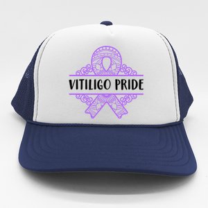 Vitiligo Raise Awareness Pride Saying Proud Purple Ribbon Gift Trucker Hat