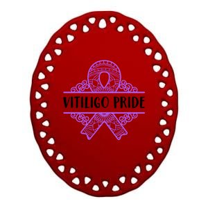 Vitiligo Raise Awareness Pride Saying Proud Purple Ribbon Gift Ceramic Oval Ornament