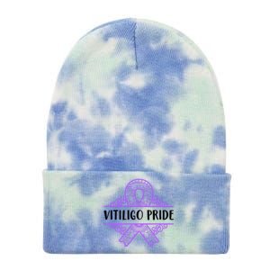 Vitiligo Raise Awareness Pride Saying Proud Purple Ribbon Gift Tie Dye 12in Knit Beanie