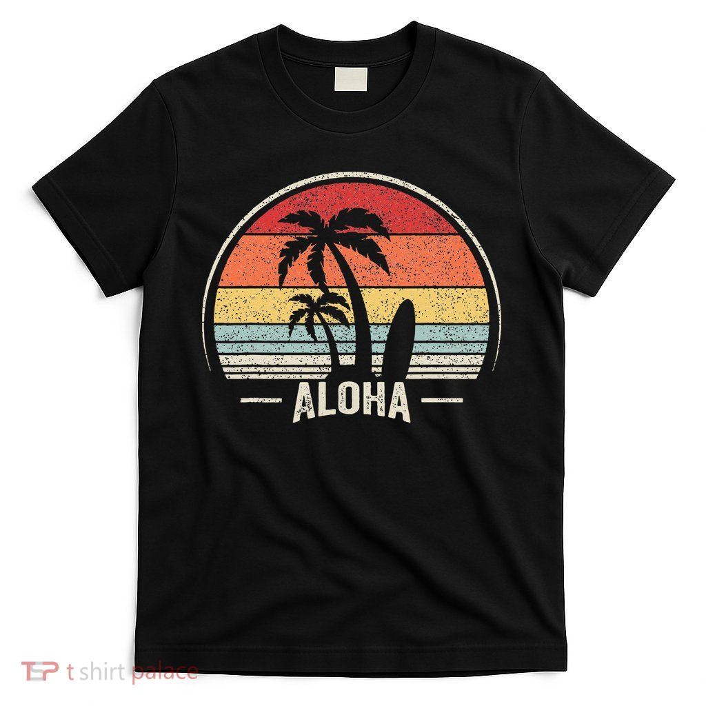 Vintage Retro Aloha Hawaii Hawaiian Island Palm Beach Surf T-Shirt