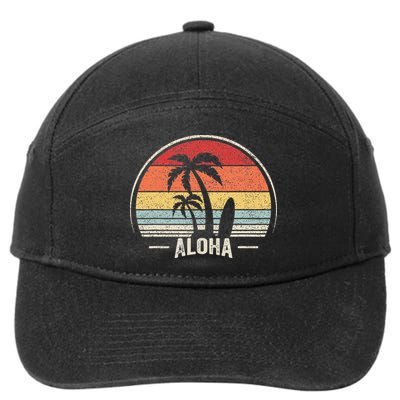 Vintage Retro Aloha Hawaii Hawaiian Island Palm Beach Surf 7-Panel Snapback Hat