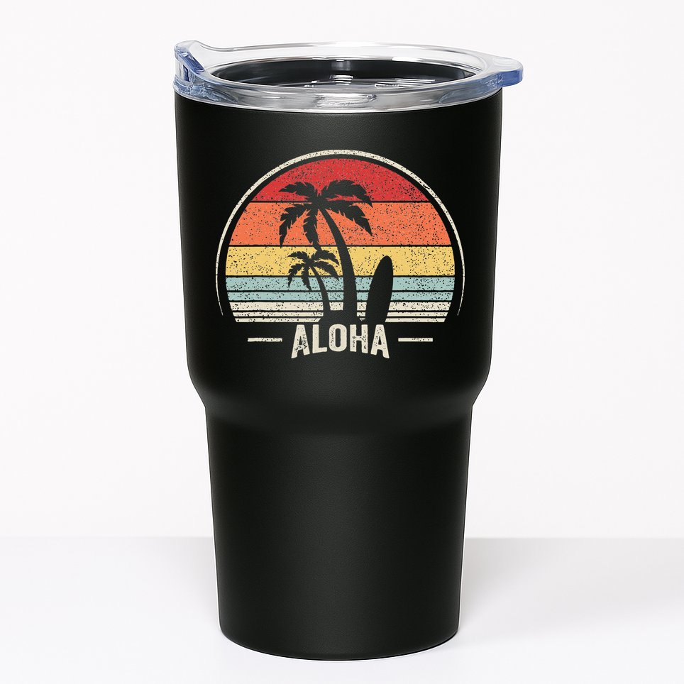 Vintage Retro Aloha Hawaii Hawaiian Island Palm Beach Surf Tumbler