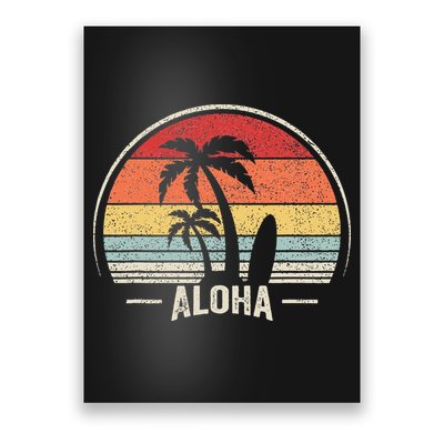 Vintage Retro Aloha Hawaii Hawaiian Island Palm Beach Surf Poster
