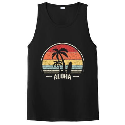 Vintage Retro Aloha Hawaii Hawaiian Island Palm Beach Surf PosiCharge Competitor Tank
