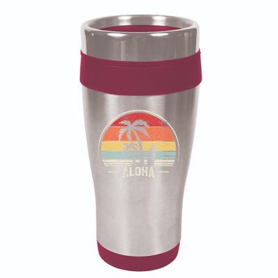 Vintage Retro Aloha Hawaii Hawaiian Island Palm Beach Surf 16oz Travel Tumbler