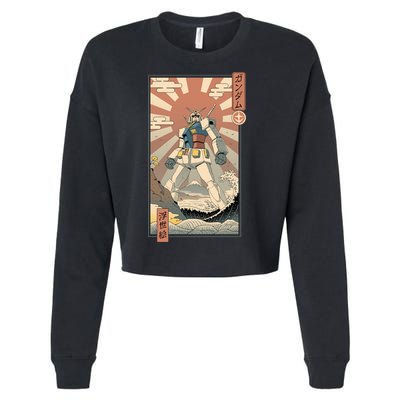 Vintage Robot Kawaii Cropped Pullover Crew
