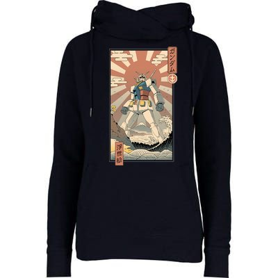Vintage Robot Kawaii Womens Funnel Neck Pullover Hood