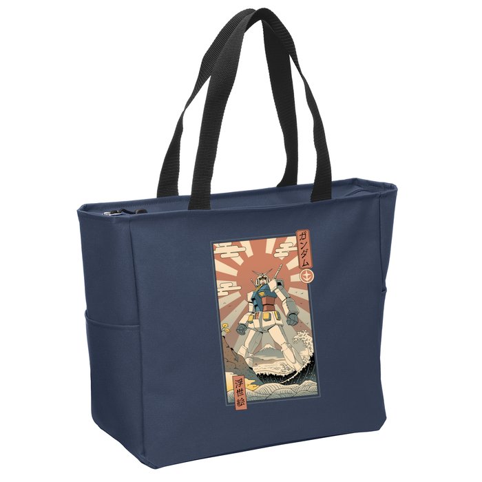 Vintage Robot Kawaii Zip Tote Bag