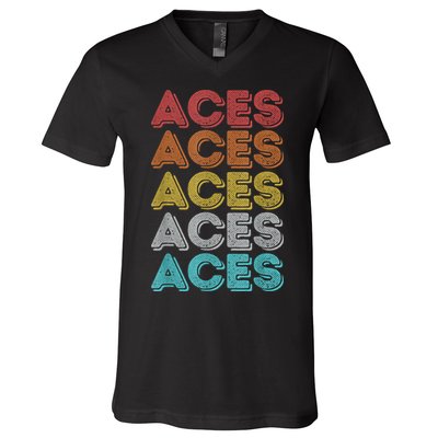 Vintage Retro Aces V-Neck T-Shirt