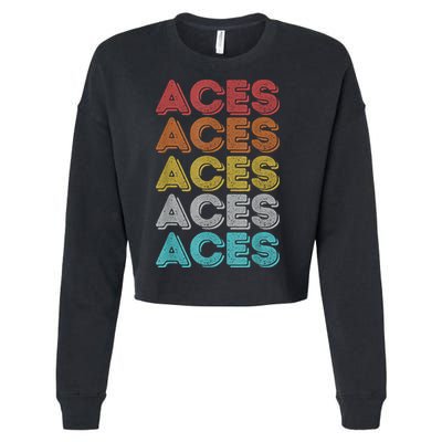 Vintage Retro Aces Cropped Pullover Crew