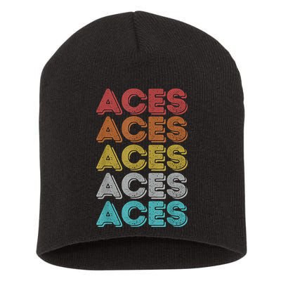 Vintage Retro Aces Short Acrylic Beanie