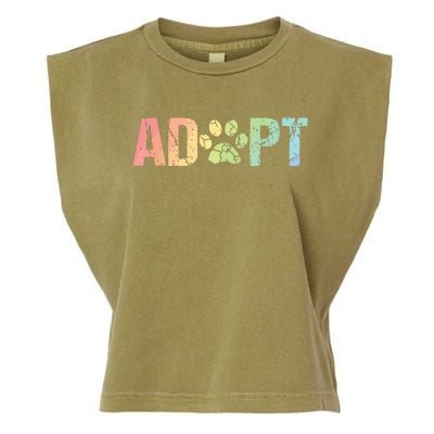 Vintage Rainbow Adopt A Dog Rescue Foster Adoption Month Garment-Dyed Women's Muscle Tee