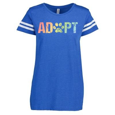 Vintage Rainbow Adopt A Dog Rescue Foster Adoption Month Enza Ladies Jersey Football T-Shirt