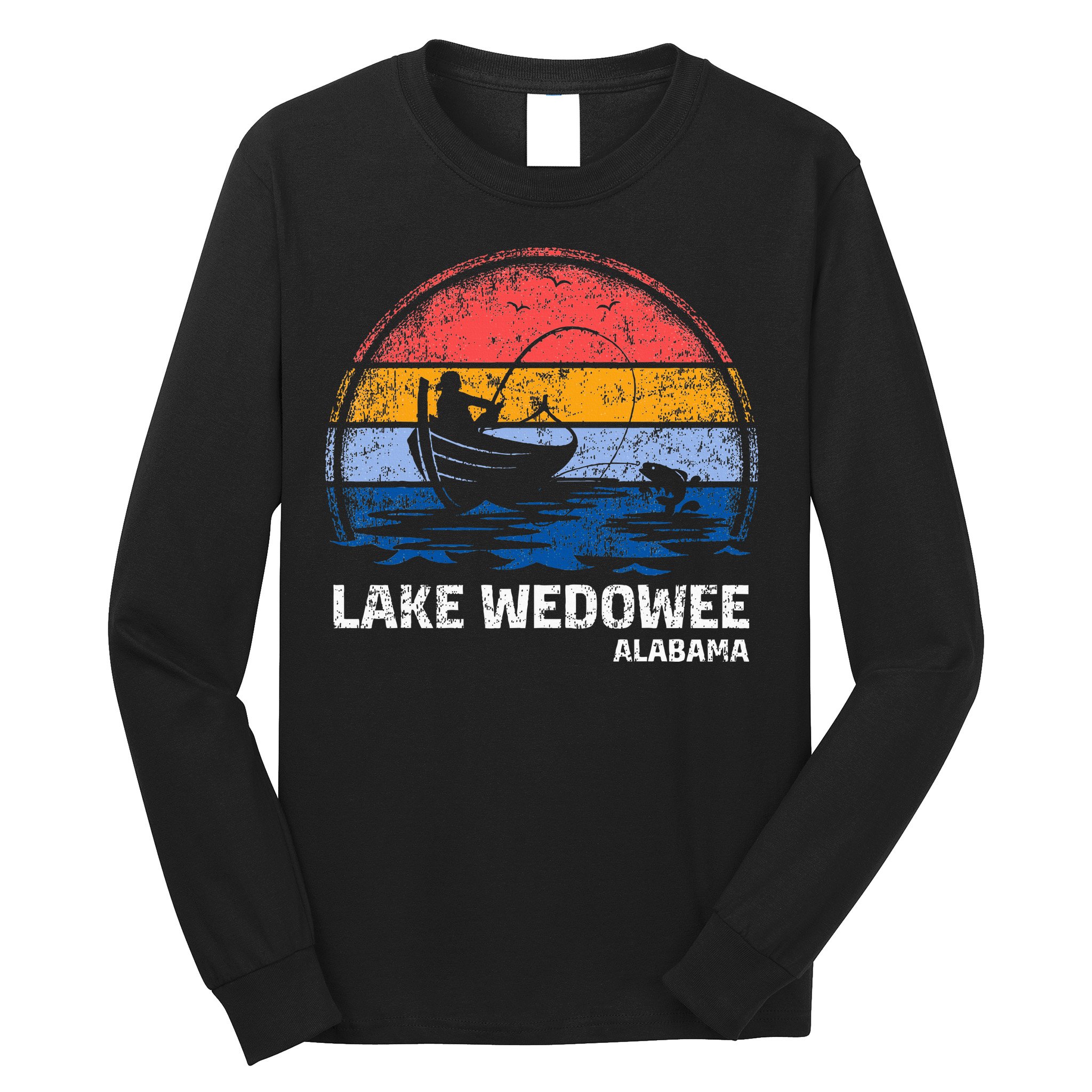 Vintage Retro Alabama Wedowee Lake Summer Fishing Long Sleeve Shirt
