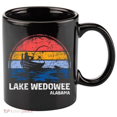 Vintage Retro Alabama Wedowee Lake Summer Fishing 11oz C Handle Ceramic Mug
