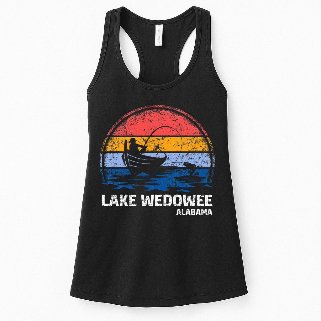Vintage Retro Alabama Wedowee Lake Summer Fishing Womens Tank Top