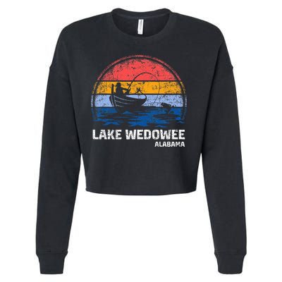 Vintage Retro Alabama Wedowee Lake Summer Fishing Cropped Pullover Crew