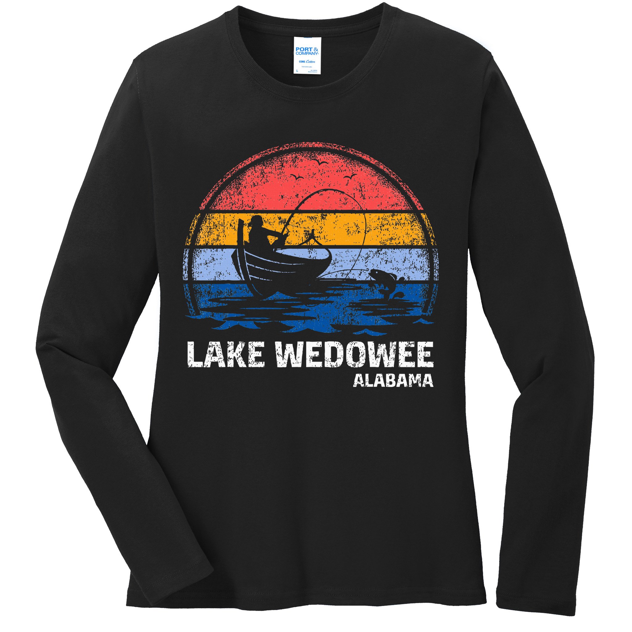 Vintage Retro Alabama Wedowee Lake Summer Fishing Ladies Long Sleeve Shirt