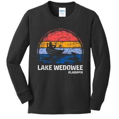 Vintage Retro Alabama Wedowee Lake Summer Fishing Kids Long Sleeve Shirt