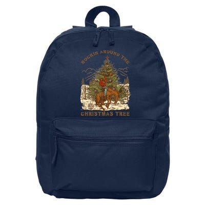 Vintage Rockin Around Christmas Gift For Any Western Country Cowboy With Santa 16 in Basic Backpack