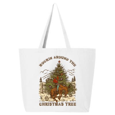 Vintage Rockin Around Christmas Gift For Any Western Country Cowboy With Santa 25L Jumbo Tote