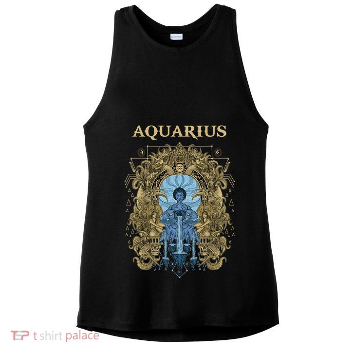Vintage Retro Aquarius Zodiac Ladies PosiCharge Tri-Blend Wicking Tank