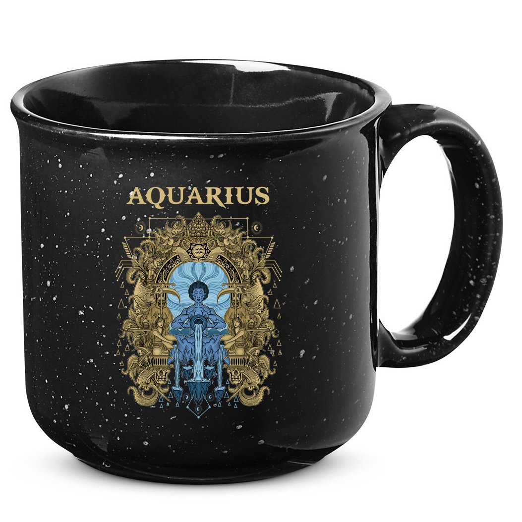 Vintage Retro Aquarius Zodiac 15oz Campfire Ceramic Mug