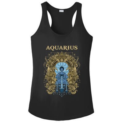 Vintage Retro Aquarius Zodiac Ladies PosiCharge Competitor Racerback Tank