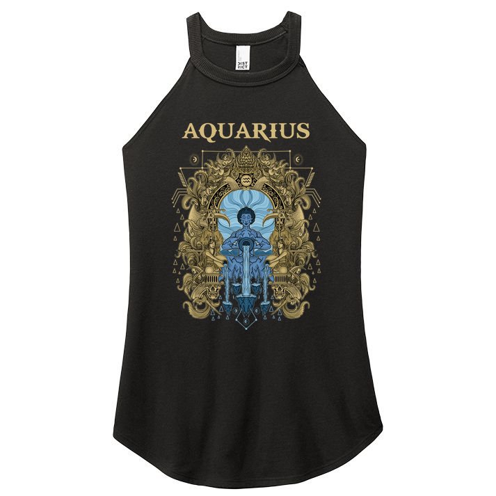 Vintage Retro Aquarius Zodiac Women's Perfect Tri Rocker Tank