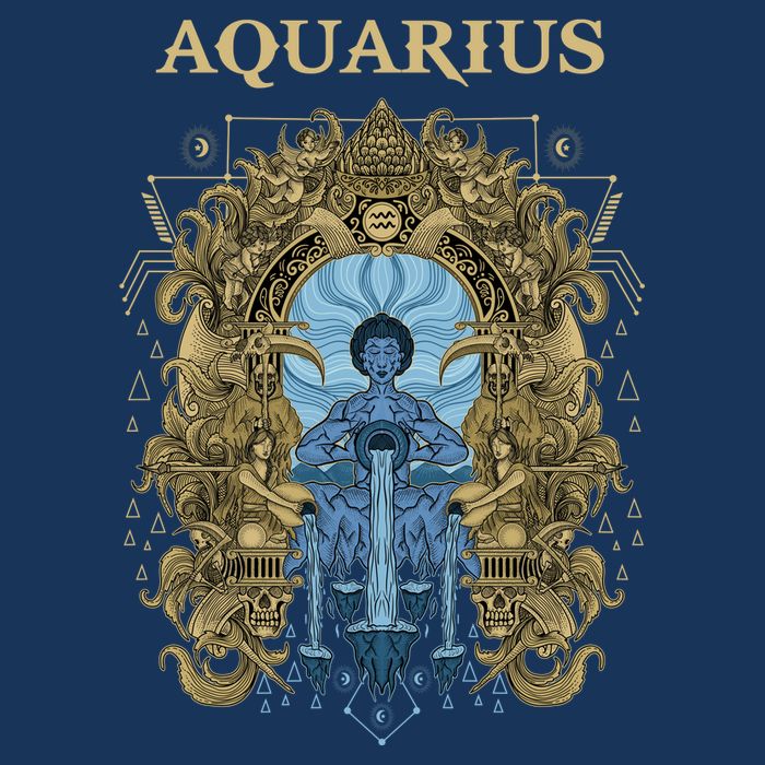 Vintage Retro Aquarius Zodiac Button