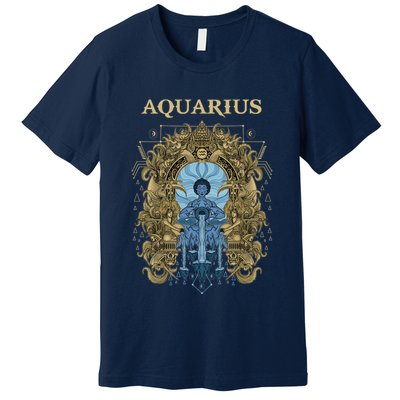 Vintage Retro Aquarius Zodiac Premium T-Shirt