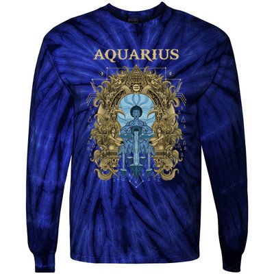 Vintage Retro Aquarius Zodiac Tie-Dye Long Sleeve Shirt
