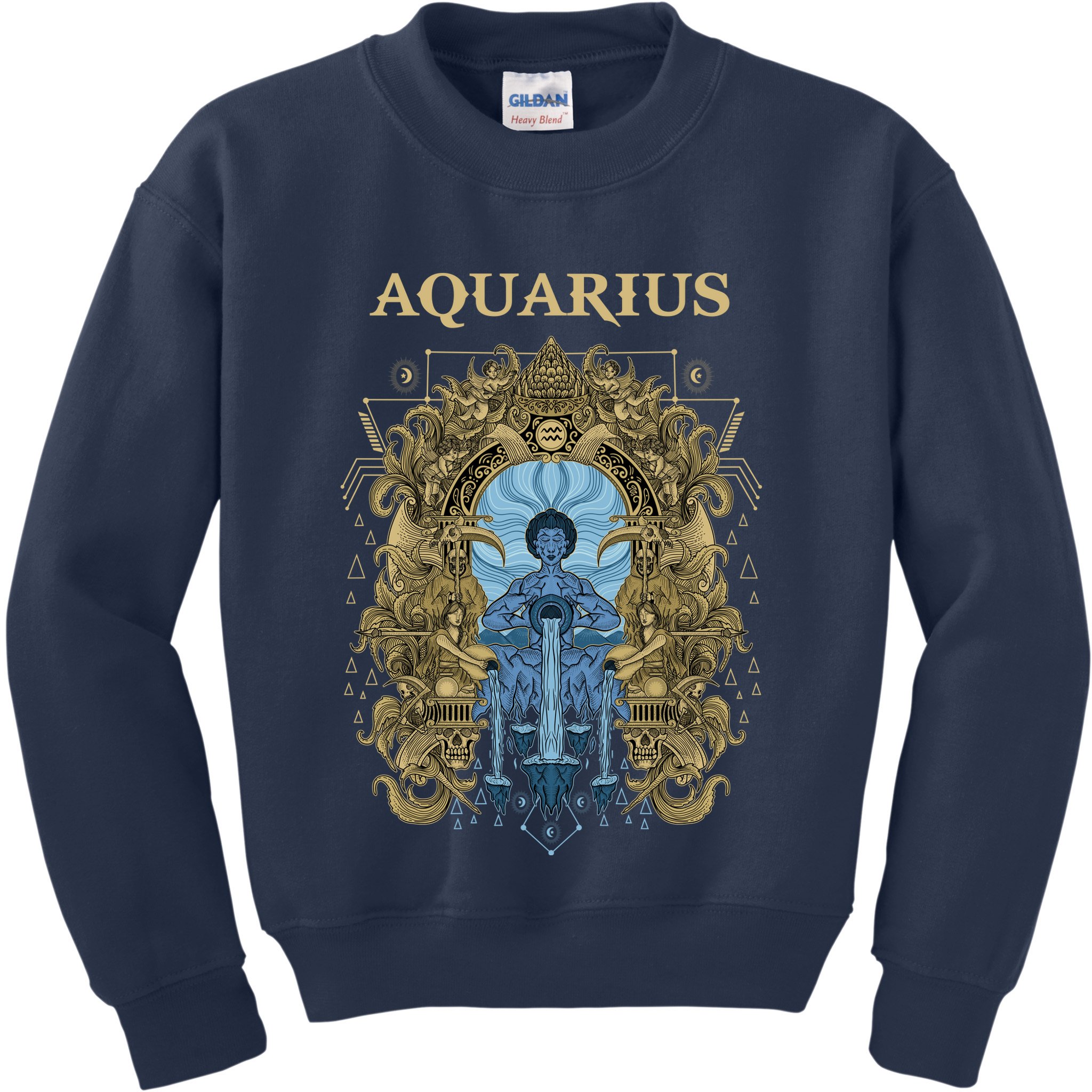 Vintage Retro Aquarius Zodiac Kids Sweatshirt