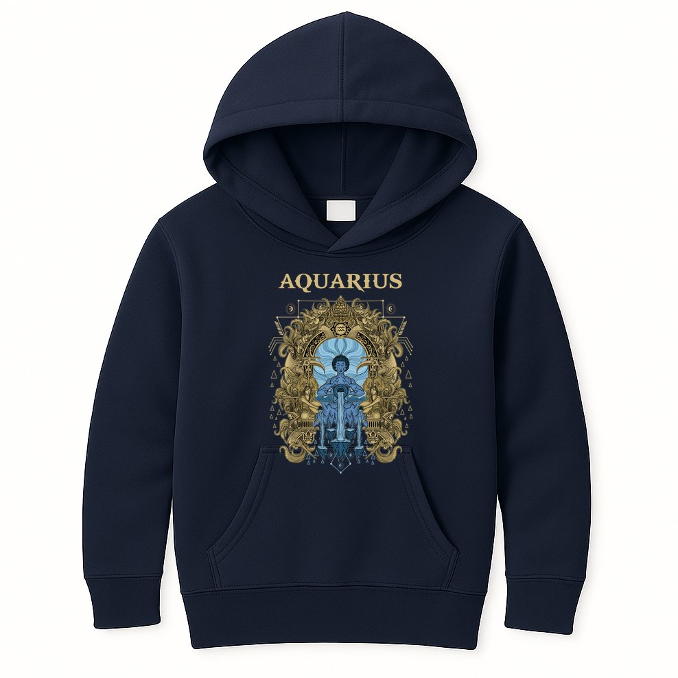 Vintage Retro Aquarius Zodiac Kids Hoodie