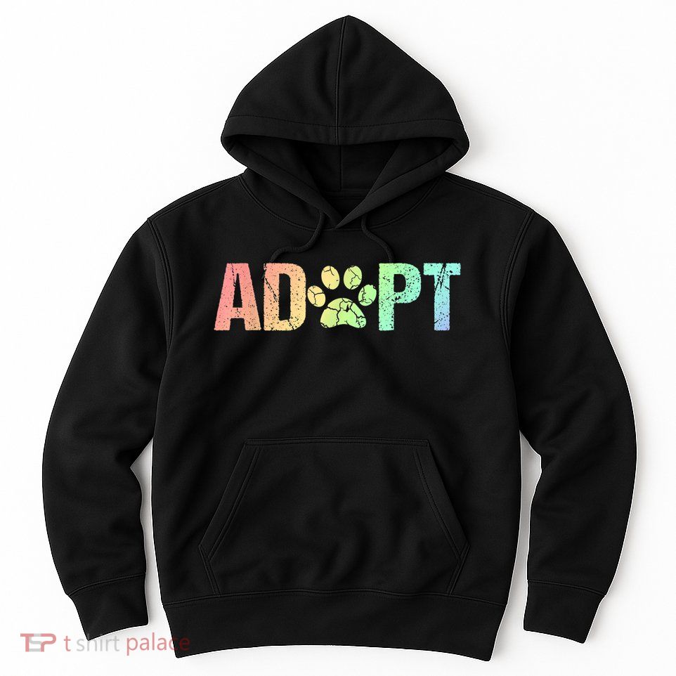 Vintage Rainbow Adopt A Dog Rescue Foster Adoption Month Hoodie