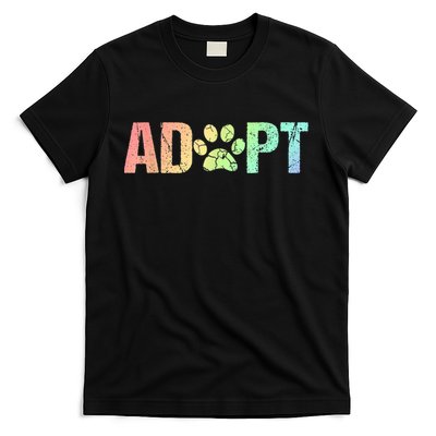 Vintage Rainbow Adopt A Dog Rescue Foster Adoption Month T-Shirt
