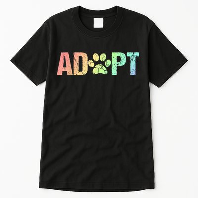 Vintage Rainbow Adopt A Dog Rescue Foster Adoption Month Tall T-Shirt