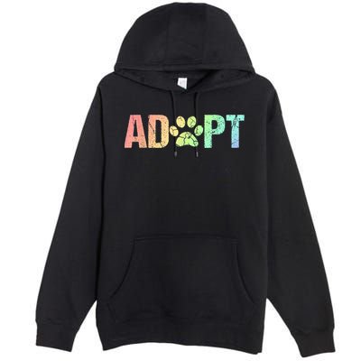 Vintage Rainbow Adopt A Dog Rescue Foster Adoption Month Premium Pullover Hoodie