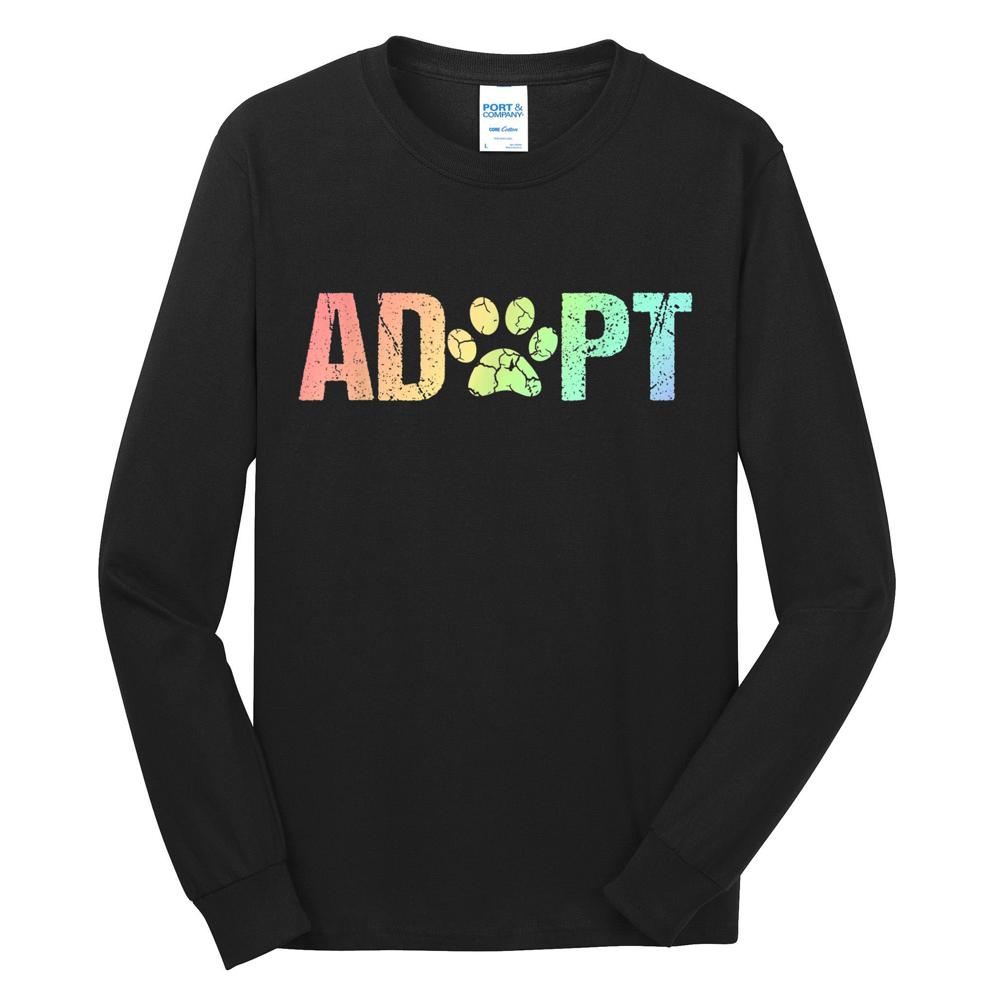 Vintage Rainbow Adopt A Dog Rescue Foster Adoption Month Tall Long Sleeve T-Shirt